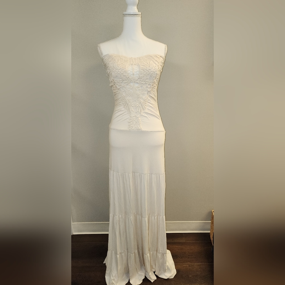 Sky Cream Strapless Maxi Dress